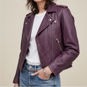 IRO Ashville Leather Cropped Biker Moto Jacket size 38
